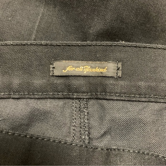 7 For All Mankind Flare Jeans Women's Size 27 Black Stretch  Low Waisted Zippers - Picture 11 of 11